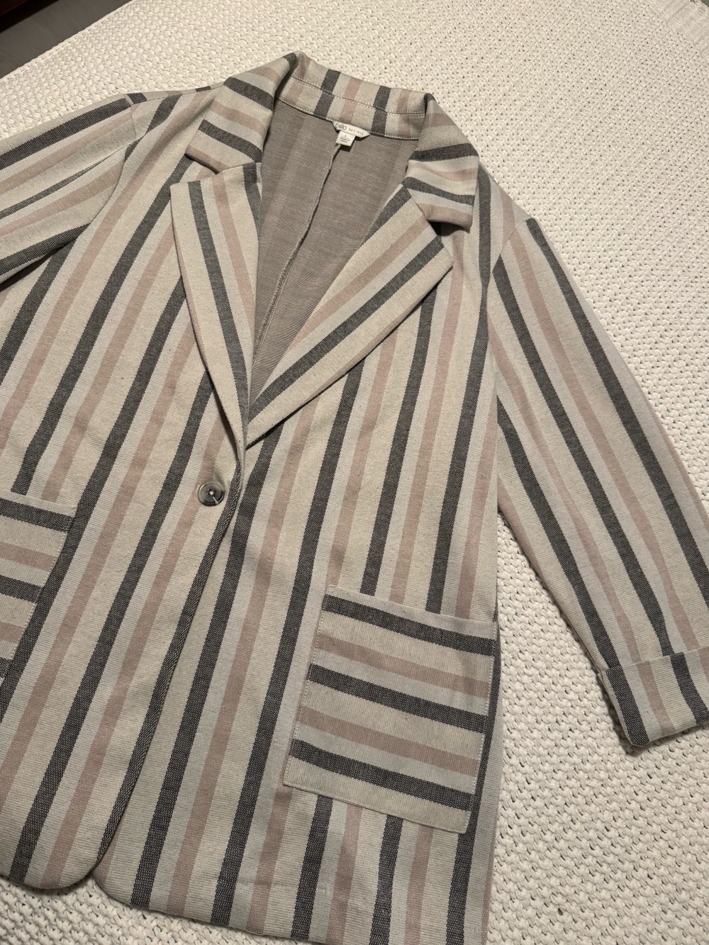 Cato Striped Knit Blazer in Dusty Pink, Gray & Taupe